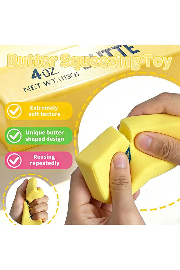 Butter Sukuşi Stres Oyuncağı Tereyağ Squishy Yumuşak Sıkma Oyuncağı Sensory Anti Stres Tekli